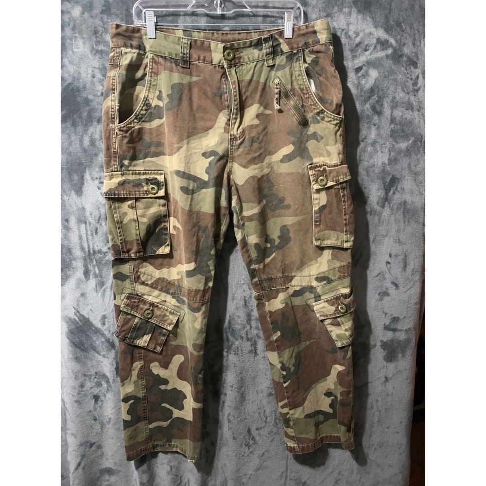 Mustway Cargo Pants Mens 36x30 Camo Military Tactical Multi Pocket Green Brown